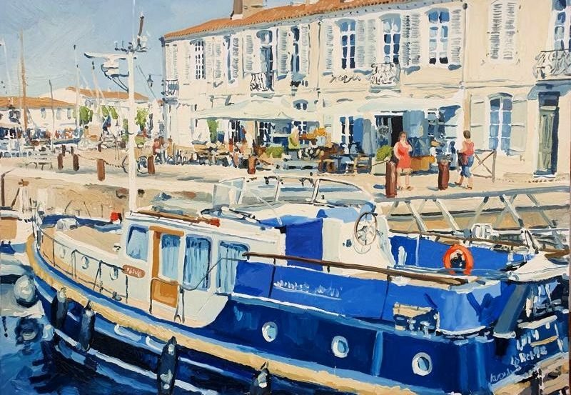 Philippe Morin Koronin malt den Hafen von „Saint Martin de Ré“ in Frankreich.