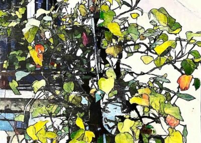 Life color : série abstractions végétales technique mixte sur toile, 50x50 cm, sans titre, 2022