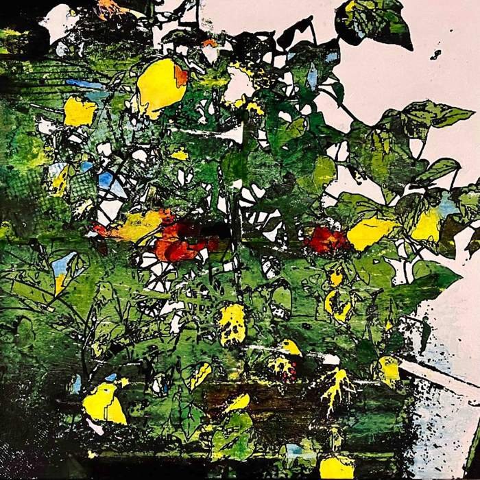 alain-cabot-kunstgalerie-die-koronin-koronen-1e Série abstractions végétales technique mixte sur toile, 50x50 cm, sans titre, 2022